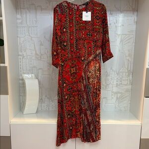 Desigual Red Patterned Mixed-Print Maxi Dress